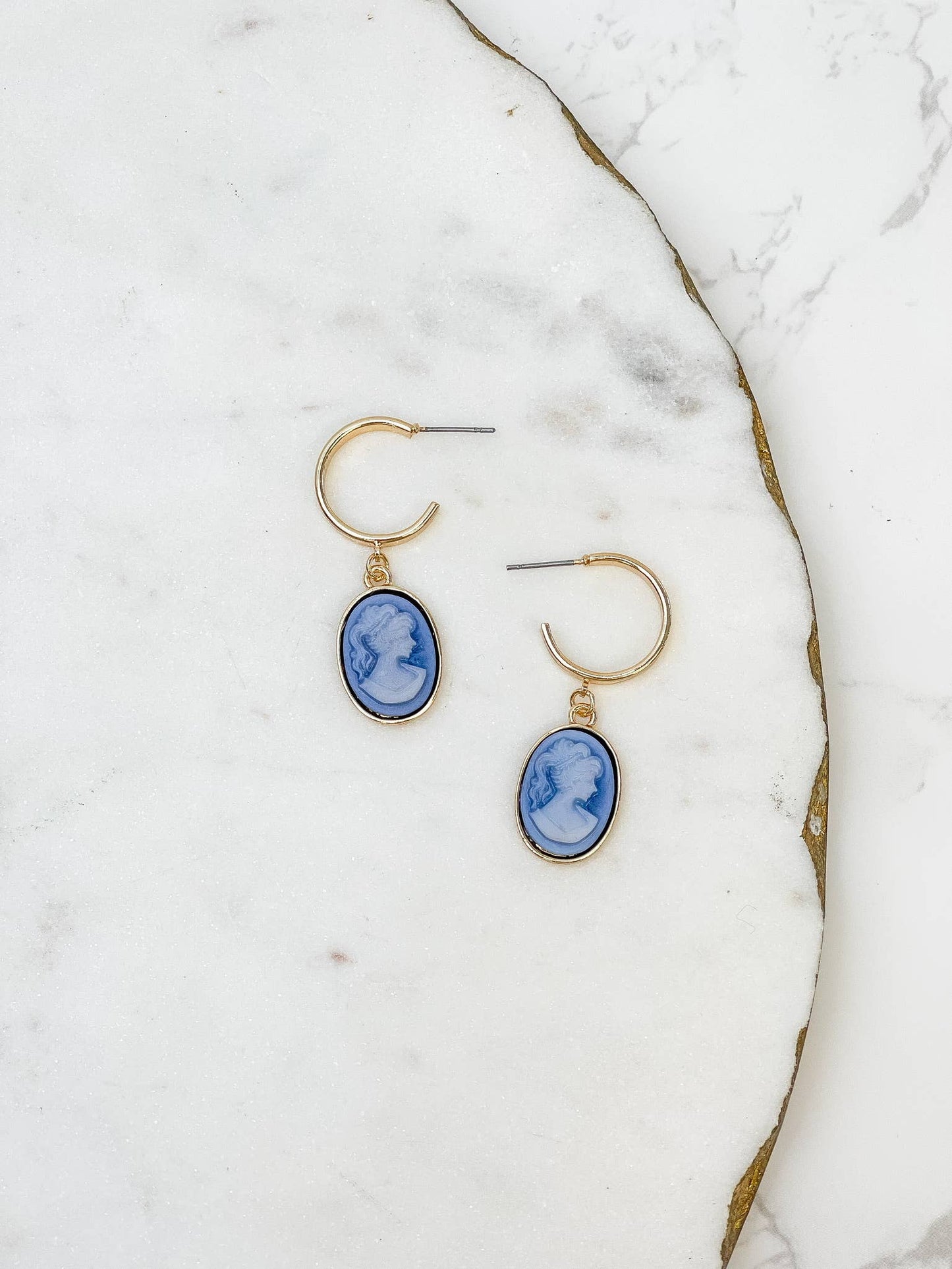 Blue Cameo Earrings