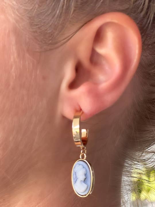 Blue Cameo Earrings