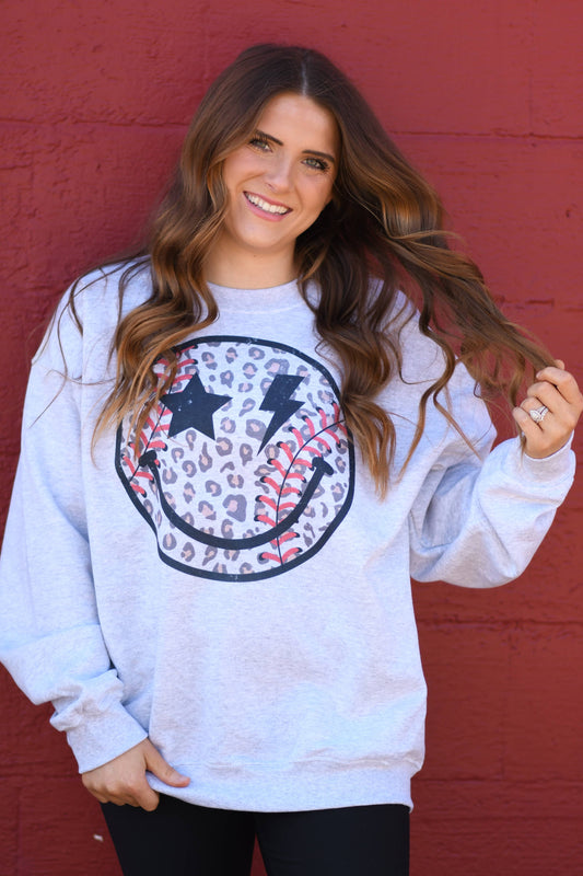 Baseball Smiley Sweatshirt